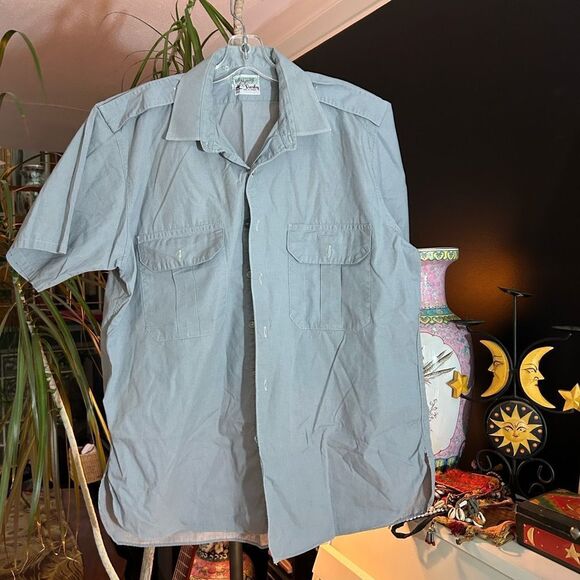Vintage 80s 90s Men's Casual Gray Button Down Shirt L - Picture 10 of 12
